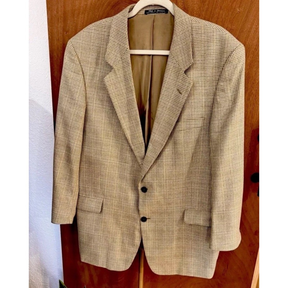 TravelSmith Mens Blazer Sport Jacket Beige Silk Worsted Wool‎ Size 44R Travel